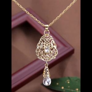 Baroque Cross Pendant Necklace Hollow Filigree Pave Rhinestone Chain Necklace Women Men Gothic Religious Jewelry