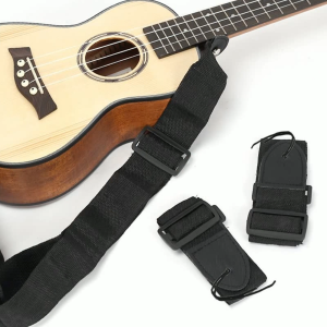 Guitar Strap Leather Head Adjustable Shoulder Strap for Guitar Bass Ukulele Black Guitar Strap