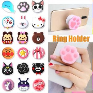 3D Cute Cartoon Phone Ring Holder Stand Phone Grip Griptok Silicone Adjustable Bracket Phone Random 1PCS