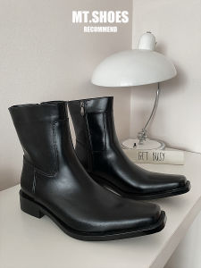 Retro Square Head Chelsea Boots for Men High-End Korean Streetwear Short Cylinder Rubber Sole Microfiber Leather Upper Winter Season