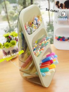 Large Capacity Transparent Slant Insert Pen Holder Office Desktop Storage Box Student Business Supplies Organizer