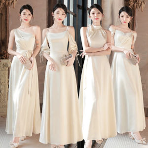 Formal Dresses For Women Satin Bridesmaid Wedding Champagne High Quality Sisters Group Womens Prom Gown