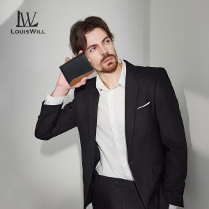 LouisWill กระเป๋าผู้ชายแบบสั้นแบบรูดได้ดีไซน์ช่องเสียบบัตร RFID ซองใส่บัตรกระเป๋าใส่เหรียญไมโครไฟเบอร์นุ่มกระเป๋าใส่เงินหนังแท้ตำแหน่งบัตรหลายใบ ID เครดิตผู้ที่ใส่บัตรกระเป๋าสตางค์ธุรกิจถุงเหรียญ