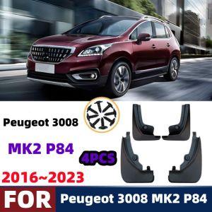 For Peugeot 3008 MK2 P84 2016~2023 4pcs/Set TPE Mudguards Front Rear Wheels Mud Flaps Fender Splash Guard Cover Auto Accessories
