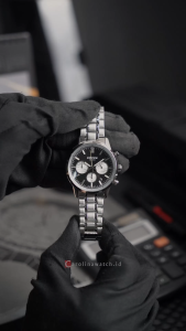 Jam Tangan Pria Casio Edifice Chronograph EFR-575D-1A Black Dial Silver Stainless Steel Strap