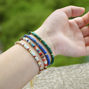 Womens Bohemian Rainbow Beaded Bracelet Stackable Stone Fashion Jewelry Sweet Style Versatile White Enhancing Arm Candy