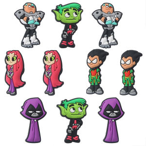 Hot Toys | 5/10Pcs Teen Titans Shoe Charms Cartoon Shoes Accessorie Decoration Buckle DIY Clogs Sandal Wristband Party Kids Gifts