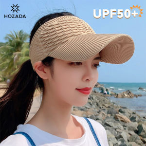 HOZADA Women Sun Cap Sun Visor Hat Half Empty Top Hat Casual Knitted Sun Hats Beach Cap Large Brim Cap Sun Protection Cap for Outdoor Travel