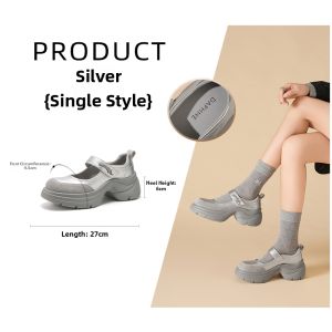 Daphne | Silver New Style Summer Elevated Mary Jane Womens Shoes Hook and Loop Fastener