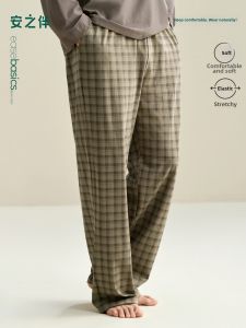 Soft New Spring Autumn Checkered Loose Large Size Mens Sleeping Pants