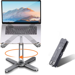 Universal Aluminum Alloy Holder 360°Rotation Notebooks Foldable X-Style Stand Portable Book Tablet Bracket with Heat Dissipation