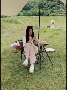 Bàn Gấp Tròn Hợp Kim Nhôm Có Thể Điều Chỉnh Chân Bàn Siêu Nhẹ Có Túi Đựng Cắm Trại Cho Du Lịch Dã Ngoại Ngoài Trời