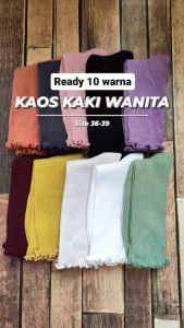 Kaos Kaki Wanita Panjang Polos Ruffle Tinggi Se Betis Cewek Premium Import 2120