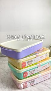 CJP Kiara Kotak Makan Picnic Lunch Box Sekat 4 Free Sendok Garpu