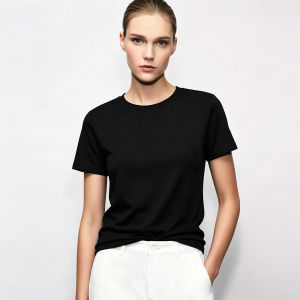 AMII | Slimming Versatile Round Neck T-Shirt High Quality Cotton Elastic