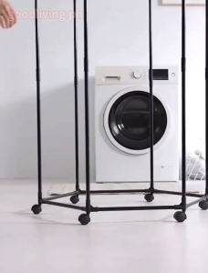 360° Rotating Clothes Rack With Wheels Thickened Metal Clothes Rack Stand Heavy Duty Circular Clothes Hanger Organizer For Balcony Bedroom Laundry Room