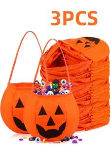 Túi Đựng Bí Ngô Halloween Cầm Tay Vải Không Dệt Kẹo Trang Điểm Quần Áo Đạo Cụ Đồ Dùng Dự Tiệc Bộ 1/3/5/10 Cái