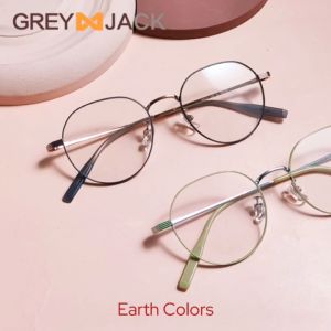 Grey Jack Frame Kacamata Bahan Titanium Model Bulat Oval Ringan Kokoh Fashion Pria Wanita Bisnis Style Simple Ringan Bisa Minus Antiradiasi Bluecromic 98564