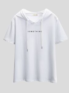 2025 Summer New Pure Cotton Hoodie Womens T-Shirt Shoulder Width Regular Thin White Sweatshirt Korean Style Commute Loose Fit