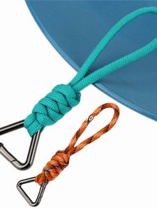 New Aluminum Alloy Triangle Hanging Hook Seven Core Umbrella Rope Woven Outdoor Camping Anti-Loss Finger Ring Hook Buckle