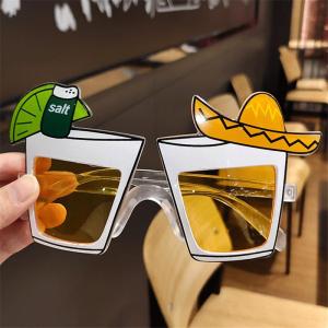 Party Decoration Beer Festival Bar Props Creative Personalized Beer Mug Shape Glasses Cartoon Pattern Plastic Headwear