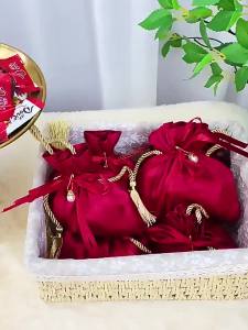 10PCS Luxury Packing Drawstring Velvet Pouch Silk Gift Bag For Jewelry Wedding Candy Boxes With Pearl String Decor Favors Bags