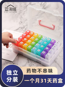 Portable Medicine Box 31 Days Independent Sealed Storage Container for Morning And Evening Dosage Drug Organizer by LanTaoMiao