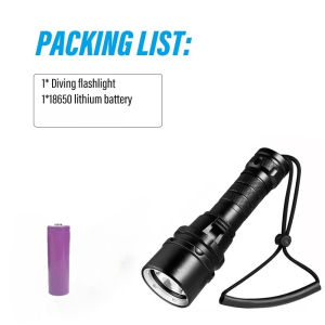 ESMARTER | IP68 Highest Waterproof High Power Diving Flashlight Rating Professional Diving Light Powered by 18650 Battery With Hand Rope