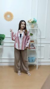 Sierra Candy Stripe Tunik Wanita Muslim | Kemeja Sierra Pocket