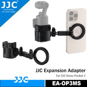 JJC 2 In 1 Expansion Adapter For DJI Osmo Pocket 4 / Pocket 3 Compatible With iPhone 17 16 15 14 13 12 Pro/ProMax/Plus With MagSafe FunctionCold Shoe &1/4"-20 Thread Design Suit For Dual-device Simultaneous Shooting