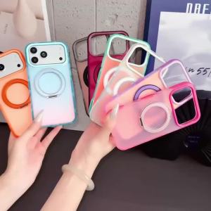 szhaiyu | Matte Magnetic For Magsafe Phone Case For iPhone 18 17 16 15 Pro Max 18Pro 17Pro 16Pro 15Pro With 360° Bracket Stand Back Cover