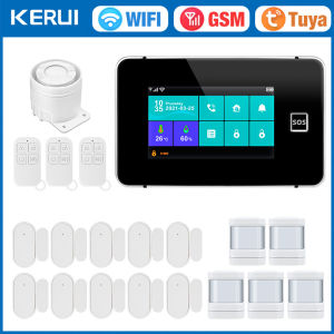 KERUI | KERUI G60B 4.3 inch Touch Screen Panel WIFI GSM Alarm System with Temperature Humidity Display Tuya Smart Home Alarm for House