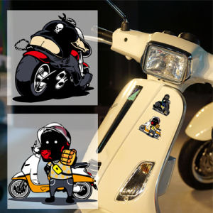 Motorcycle Rider Reflective Sticker Decor Motor Bike Electric Vehicle Scooter Body Front Windshield Riding Helmet Decal Accessories for Honda Vespa Yamaha