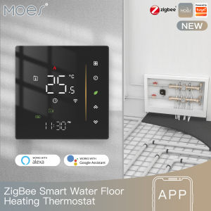 MOES | MOES ZigBee Smart Thermostat Room Temperature Controller Water Electric Floor Heating Gas Boiler Humidity Tuya Alexa 5A 16A