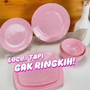 Set Perlengkapan Makan Pink Motif Melamin Asli 100% /Tahan panas/Anti Pecah