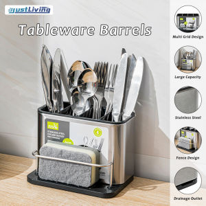 Justliving Hộp đựng xà phòng cho bồn rửa nhà bếp 3-trong-1 miếng bọt biển chủ cho bồn rửa nhà bếp Hộp đựng đồ bồn rửa thép không gỉ Khay hộp đựng đồ ở bồn rửa giá thoát nước chống gỉ nước rửa chén Hộp đựng xà phòng Kệ để bàn chải Countertop