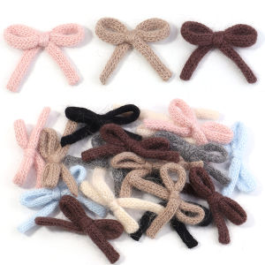 6pcs/lot Knitted Bows 5X7cm Cute Plush Cotton Bowknot Colorful Handmade Flower Bow Tie Craft For Gift Party Sewing Accessories