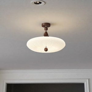 FANZHEN | Creative Retro Cream Style Walnut Wood Texture Ceiling Lamp