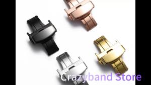 Đa Năng Thép Không Gỉ Khóa Bướm Cho Dây Đeo Đồng Hồ 18mm-22mm Đôi Nút Nhấn Gấp Có Thể Điều Chỉnh Chiều Rộng 10/12/14/16mm Phụ Kiện