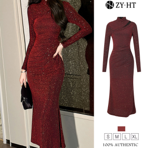 ZYHT EraVogue Womens Autumn/Winter Dresses Red Dresses Fishtail Dresses Formal Occasion Dresses Work Dresses Formal Party Dresses Birthday Party Elegant Dresses 30755