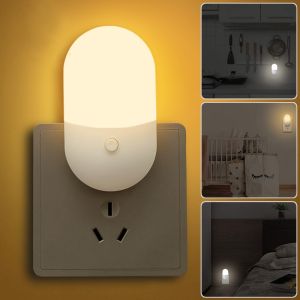 【On Sale】EU/US Plug-in LED Night Lights Dimmable Bedside Bedroom Wall Lamp Energy Efficient Corridor Stairway Light
