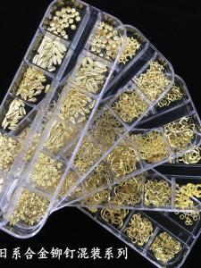 Metal Alloy Rivet Pearl Colorful Diamonds Nail Art Decorations Japanese Style Nail Drill Mixed Drill Beauty Nail Tools