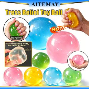 Aitemay 4PCS Maltose Squishy Stress Relief Squeeze Ball – Coconut Oil 6cm Slow Rising Gel Ball Anti Stress Fidget Toy for Kids & Adults Soft Decompression Toy