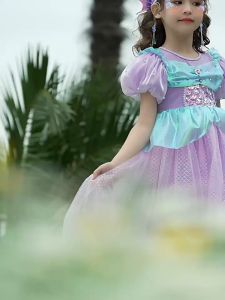 Comel Kids Princess Ariel Mermaid Elegant Ball Gown Tulle Flower Girl Princess Cosplay Costume Dress 儿童美人鱼晚装