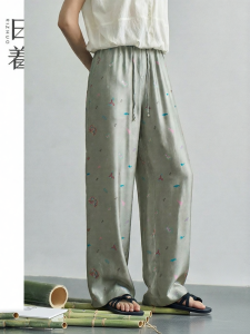 Women National Digital Print Wide Leg Leisure Pants