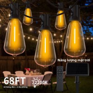 Đèn Dây Năng Lượng Mặt Trời Ngoài Trời ST38 Chống Nước IP44 Đèn LED Có Thể Điều Chỉnh Độ Sáng Đèn Trang Trí Cho Sân Vườn Tiệc Tùng Nhà Cửa