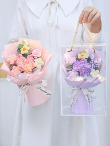 Handwoven Sunflower Rose Small Bouquet Ceremony Finished Birthday Gift for Boyfriend Girlfriend Best Friend Surprise