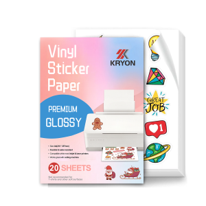 Printable Vinyl Sticker Paper A4 High Glossy Waterproof Self-Adhesive Sheets for Inkjet Printer DIY Decals and Labels 20 Shee