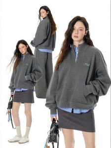 Turn Signal | Trendy New Casual High Neck Half Zip Knit Sweater