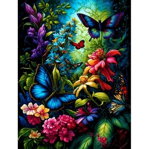 Tranh Tô Màu Theo Số Hoa & Bướm Dành Cho Người Lớn Tranh Vẽ Tay Tranh Treo Tường Trang Trí Phòng Khách Tranh Canvas
